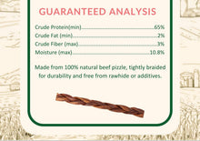 Load image into Gallery viewer, 12” Triple Braided Bully Sticks – Durable, All-Natural Chews
Our 12” Triple Braided Bully Sticks are a premium, all-natural chew crafted from three strands of 100% beef pizzle, tightly woven together for extra strength and longer-lasting chew time. The triple-braided construction creates a tougher texture that’s perfect for dogs who love a challenge.