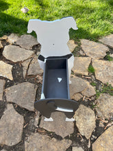 Load image into Gallery viewer, Let this adorable Pit Bull Dog Planter box help welcome guests to your home.  Custom dog tags with your dogs name also available (please message us - adds $5 to cost of planter box).  Great gift for the dog lovers in your life!