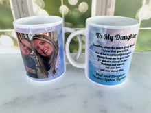 Load image into Gallery viewer, Add some flare to your morning coffee with these custom, Personalized Photo Mugs.  Send your photos to FairyForged777@gmail.com & we’ll send you a proof of your mug.  You choose whatever text you’d like too or you can choose one of our designs.  Available in 11 or 15 oz sizes.