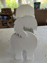 Load image into Gallery viewer, Let this adorable Maltese Dog Planter help welcome guests to your home. Customize with dog tags with your dogs name also available (please message us - adds $5 to cost of planter box).  Great gift for the dog lovers in your life!
