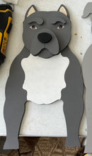 Load image into Gallery viewer, Let this adorable Pit Bull Dog Planter box help welcome guests to your home. Custom dog tags with your dogs name also available (please message us - adds $5 to cost of planter box). Great gift for the dog lovers in your life!