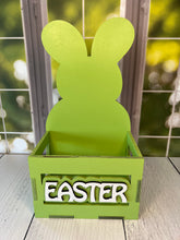 Load image into Gallery viewer, Make this Easter unforgettable with our Adorable Wood Crate Easter Basket, personalized with your child's name on top. Elevate the joy of the egg hunt and create lasting memories with these charming, customized Easter baskets designed just for your little ones.