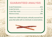Load image into Gallery viewer, Our premium 6-inch Thin Bully Sticks are a perfect natural chew for dogs of all breeds and ages. Made from 100% bull pizzle and ethically sourced from grass-fed, free-range cattle, each stick weighs between 8g and 17g—making them ideal for smaller dogs, light chewers, or quick treats.