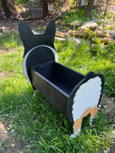 Load image into Gallery viewer, Let this adorable Corgi Planter help welcome guests to your home.  Custom dog tags with your dogs name also available (please message us - adds $5 to cost of planter box).  Great gift for the dog lovers in your life!