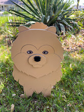 Load image into Gallery viewer, Let this adorable Pomeranian Dog Planter help welcome guests to your home.  Custom dog tags with your dogs name also available (please message us - adds $5 to cost of planter box).  Great gift for the dog lovers in your life!