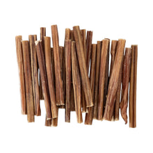 Load image into Gallery viewer, Our premium 6-inch Thin Bully Sticks are a perfect natural chew for dogs of all breeds and ages. Made from 100% bull pizzle and ethically sourced from grass-fed, free-range cattle, each stick weighs between 8g and 17g—making them ideal for smaller dogs, light chewers, or quick treats.