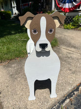 Load image into Gallery viewer, Let this adorable Jack Russell Planter help welcome guests to your home. Custom dog tags with your dogs name also available (please message us - adds $5 to cost of planter box). Great gift for the dog lovers in your life!
