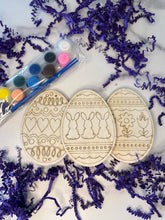 Load image into Gallery viewer, These fun DIY Paint Sets are sure to be a hit this Easter with the creative kids in your life.  Choose from our standard 3 egg set or add a personalized bunny egg to your order.