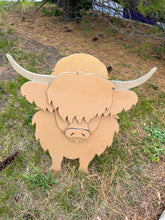 Load image into Gallery viewer, Let this adorable Highland Cow Planter box / decor help welcome guests to your home. Custom dog tags with your dogs name also available here. Great gift for the dog lovers in your life!