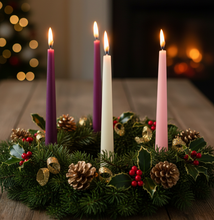 Load image into Gallery viewer, Advent Candles - 100% Pure Beeswax - set of 5