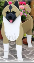 Load image into Gallery viewer, Bring some furry love to your home with our charming Akita Dog Planter.  Not only does it welcome guests with it's adorable design, but you can also add a custom dog tag with your pet's name for an extra personal touch (additional $5).  The perfect gift for dog lovers, this planter is sure to bring a smile to anyone's face.  Get yours now and show your love for man's best friend.