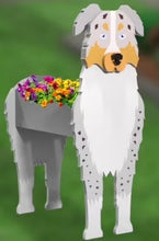 Load image into Gallery viewer, Let this adorable Australian Shepherd Dog Planter box help welcome guests to your home.  Custom dog tags with your dogs name also available here. Great gift for the dog lovers in your life! 