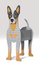 Load image into Gallery viewer, Let this adorable Australian Cattle Dog / Blue Heeler Dog Planter help welcome guests to your home.  Custom dog tags with your dogs name also available.  Great gift for the dog lovers in your life!