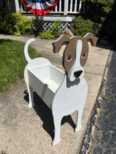 Load image into Gallery viewer, Let this adorable Jack Russell Planter help welcome guests to your home. Custom dog tags with your dogs name also available (please message us - adds $5 to cost of planter box). Great gift for the dog lovers in your life!