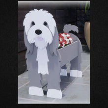 Load image into Gallery viewer, Let this adorable Bearded Collie Planter box / decor help welcome guests to your home.  Custom dog tags with your dogs name also available here. Great gift for the dog lovers in your life! 
