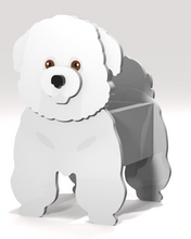 Load image into Gallery viewer, Bring some furry love to your home with our charming Bichon Frise Dog Planter.  Not only does it welcome guests with it's adorable design, but you can also add a custom dog tag with your pet's name for an extra personal touch (additional $5).  The perfect gift for dog lovers, this planter is sure to bring a smile to anyone's face.  Get yours now and show your love for man's best friend.