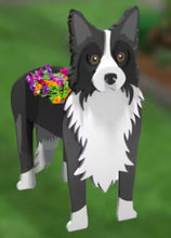 Load image into Gallery viewer, Bring some canine charm to your home with our adorable Border Collie Dog Planter. Not only does it welcome guests with its cute design, but you can also add a custom dog tag with your pet's name for an extra personal touch (available through our dog tag listing). The perfect gift for dog lovers, this planter is sure to bring a smile to anyone's face. Get yours now and show your love for man's best friend!