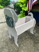 Load image into Gallery viewer, Let this adorable Pug Planter help welcome guests to your home. Custom dog tags with your dogs name also available (please message us - adds $5 to cost of planter box). Great gift for the dog lovers in your life!