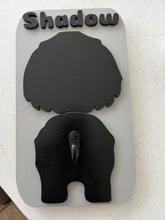 Load image into Gallery viewer, Keep your dog’s essentials organized while adding a personalized touch to your home with this custom dog leash holder. Featuring your dog’s breed silhouette and personalized name, each leash holder is precision laser cut from premium maple plywood and individually hand-painted, making every piece a unique keepsake for your favorite four-legged friend.