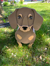 Load image into Gallery viewer, Let this adorable Dachshund Dog Planter box help welcome guests to your home.  Custom dog tags with your dogs name also available here. Great gift for the dog lovers in your life!