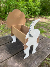 Load image into Gallery viewer, Let this adorable Cavalier King Charles Dog Planter box help welcome guests to your home.  Custom dog tags with your dogs name also available here. Great gift for the dog lovers in your life! 