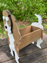 Load image into Gallery viewer, Let this adorable Cavalier King Charles Dog Planter box help welcome guests to your home.  Custom dog tags with your dogs name also available here. Great gift for the dog lovers in your life! 
