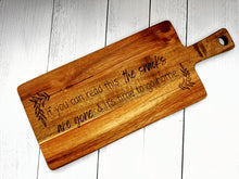 Load image into Gallery viewer, This exquisite Acacia Wood Cutting Board, a versatile and stylish addition to your kitchen or entertaining space. Crafted from high-quality acacia wood, this cutting board not only provides a durable surface for all your slicing and dicing needs but also doubles as a charming charcuterie board for serving appetizers with flair.