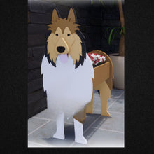 Load image into Gallery viewer, Let this adorable Collie Planter box / decor help welcome guests to your home.  Custom dog tags with your dogs name also available here. Great gift for the dog lovers in your life! 