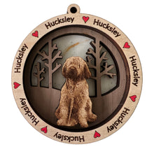 Load image into Gallery viewer, Create your own one-of-a-kind ornament using your pets photo!  These specialty ornaments are sure to be treasured for a lifetime.  Let us know what you'd like it to say around the outer rim of the ornament to make it the perfect gift for your loved one.