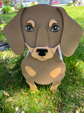Load image into Gallery viewer, Let this adorable Dachshund Dog Planter box help welcome guests to your home.  Custom dog tags with your dogs name also available here. Great gift for the dog lovers in your life!
