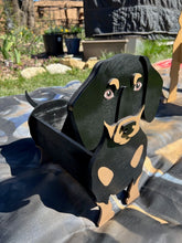 Load image into Gallery viewer, Let this adorable Dachshund Dog Planter box help welcome guests to your home.  Custom dog tags with your dogs name also available here. Great gift for the dog lovers in your life! 
