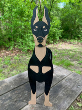 Load image into Gallery viewer, Let this adorable Doberman Dog Planter box help welcome guests to your home.  Custom dog tags with your dogs name also available here. Great gift for the dog lovers in your life! 
