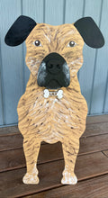 Load image into Gallery viewer, Let this adorable Pit Bull Dog Planter box help welcome guests to your home.  Custom dog tags with your dogs name also available (please message us - adds $5 to cost of planter box).  Great gift for the dog lovers in your life!