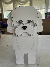 Load image into Gallery viewer, Let this adorable Maltese Dog Planter help welcome guests to your home. Customize with dog tags with your dogs name also available (please message us - adds $5 to cost of planter box).  Great gift for the dog lovers in your life!
