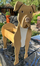 Load image into Gallery viewer, Let this adorable Pit Bull Dog Planter box help welcome guests to your home.  Custom dog tags with your dogs name also available (please message us - adds $5 to cost of planter box).  Great gift for the dog lovers in your life!