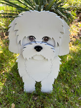 Load image into Gallery viewer, Let this adorable Maltese Dog Planter help welcome guests to your home.  Custom dog tags with your dogs name also available (please message us - adds $5 to cost of planter box).  Great gift for the dog lovers in your life!