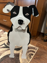Load image into Gallery viewer, Let this adorable Pit Bull Dog Planter box help welcome guests to your home.  Custom dog tags with your dogs name also available (please message us - adds $5 to cost of planter box).  Great gift for the dog lovers in your life!