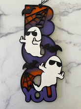 Load image into Gallery viewer, Light up your Halloween decor with this whimsical F You Ghost Boo sign. Approximately 19" tall x 8" wide.