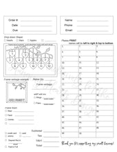 Load image into Gallery viewer, This gorgeous Family Tree Sign is a beautiful and meaningful way to celebrate and honor your family heritage. This personalized frame can be customized with up to 25 names, allowing you to create a unique and special representation of your family. Image of order form, page 1.