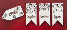 Load image into Gallery viewer, Dress up your holiday decor with these adorable, Personalized Stocking Tags! Perfect for every member of the family - including pets. Check out all the beautiful designs we have to choose from. 