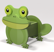 Load image into Gallery viewer, Bring charm to your home with our handmade Frog Planter Box. The perfect gift for animal lovers, this planter will add a touch of whimsy to any room. You can even personalize it with a custom name tag featuring your pet's name (additional $5). Handmade with care, this planter is sure to be a treasured addition to your home. 