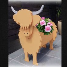 Load image into Gallery viewer, Let this adorable Highland Cow Planter box / decor help welcome guests to your home. Custom dog tags with your dogs name also available here. Great gift for the dog lovers in your life! 