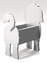 Load image into Gallery viewer, Let this adorable Maltese Dog Planter help welcome guests to your home.  Custom dog tags with your dogs name also available (please message us - adds $5 to cost of planter box).  Great gift for the dog lovers in your life!