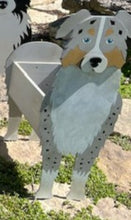Load image into Gallery viewer, Let this adorable Australian Shepherd Dog Planter box help welcome guests to your home.  Custom dog tags with your dogs name also available here. Great gift for the dog lovers in your life! 