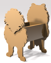 Load image into Gallery viewer, Let this adorable Pomeranian Dog Planter help welcome guests to your home.  Custom dog tags with your dogs name also available (please message us - adds $5 to cost of planter box).  Great gift for the dog lovers in your life!
