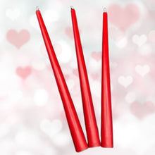Load image into Gallery viewer, Light up your holiday centerpieces with these romantic Taper Candles in red or green.  Taper candles just add that special effect to any centerpiece.  That magical glow of the firelight warms the room and takes your decorating to the next level while adding a bit of height without blocking your view.  Also makes wonderful gifts for loved ones or as a housewarming gift.  