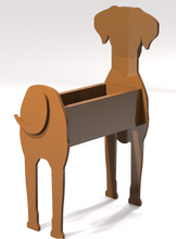 Load image into Gallery viewer, Let this adorable Rhodesian Ridgeback Dog Planter help welcome guests to your home.  Custom dog tags with your dogs name also available (please message us - adds $5 to cost of planter box).  Great gift for the dog lovers in your life!
