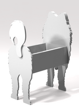 Load image into Gallery viewer, Let this adorable Samoyed Planter help welcome guests to your home.  Custom dog tags with your dogs name also available (please message us - adds $5 to cost of planter box).  Great gift for the dog lovers in your life!