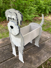 Load image into Gallery viewer, Let this adorable Schnauzer Dog Planter box help welcome guests to your home.  Custom dog tags with your dogs name also available here. Great gift for the dog lovers in your life! 