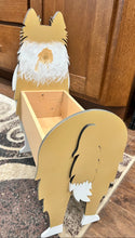 Load image into Gallery viewer, Welcome friends and family with this beautiful handcrafted Sheltie (Shetland Sheepdog) Planter Box! This charming decorative piece is the perfect addition to your front porch, entryway, covered patio, or home décor. It's a wonderful gift for Sheltie owners, dog lovers, birthdays, housewarmings, or any special occasion.